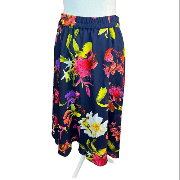 Mix nouveau floral print midi skirt professional spring fit and flare dressy - Picture 5 of 7